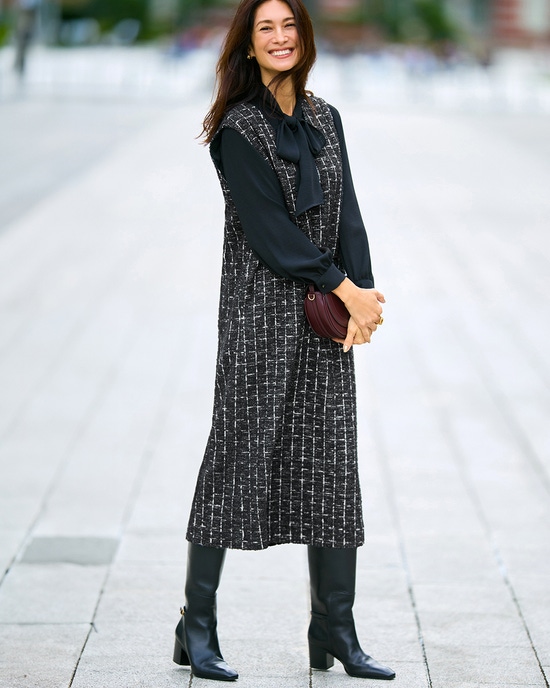 ラメチェック・ジャンパースカート