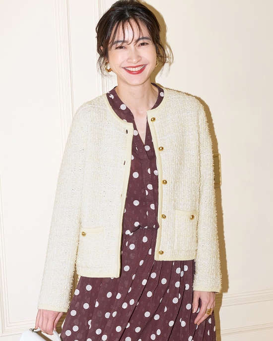 ツイーディニット・トリムジャケット