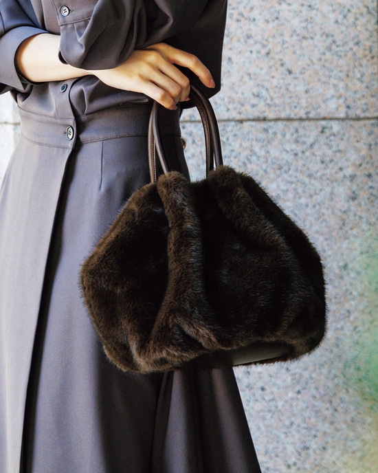 ミンクタッチファー・ギャザーバッグ