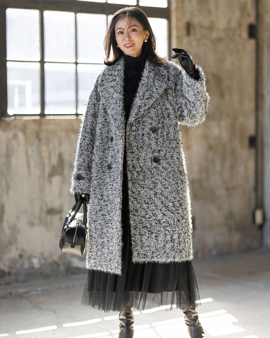 ミックスツイード・ロングチェスターコート