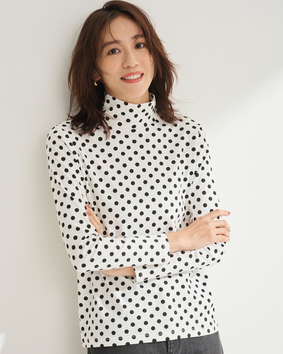 超長綿・ハイネック/ドット