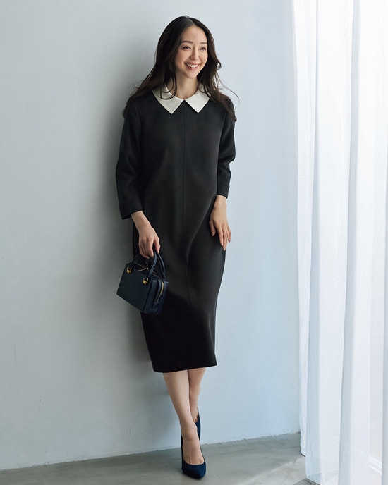 二重織カルゼ・2WAY衿ワンピース