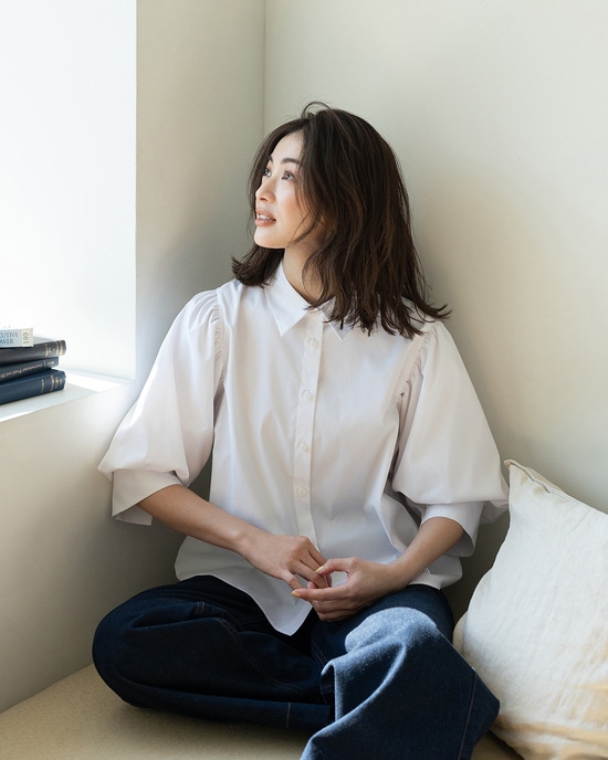 UVイージーケア・タック袖ブラウス