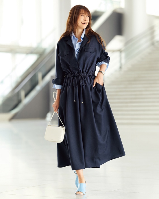 ブッチャー織り・ポケットシャツワンピ