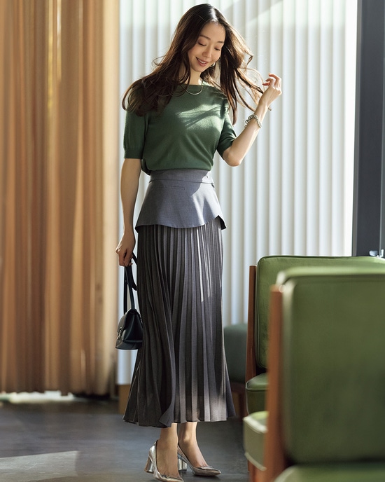 ドレープボイル・ドッキングプリーツスカート