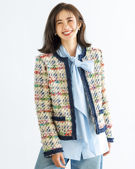 ファンシーツイード・デニムトリムジャケット