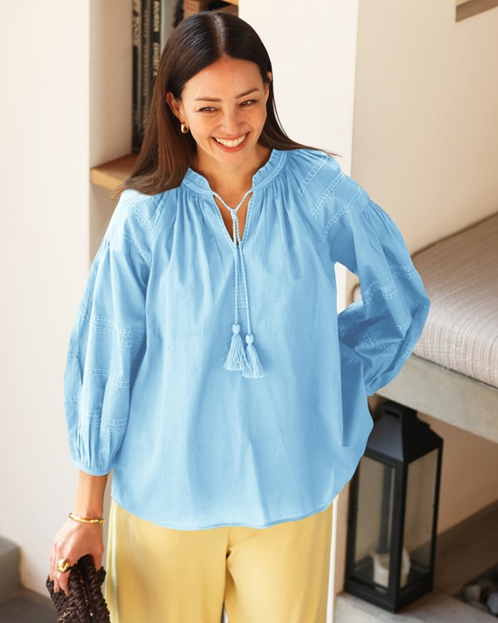 コットンボイル・エンブロイダリーブラウス
