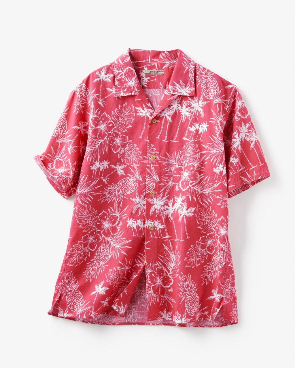 綿麻ハワイ柄半袖シャツ/40代50代からのレディース・メンズ