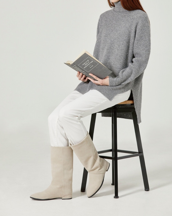 撥水ストレートハーフブーツ