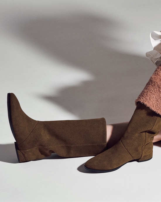 撥水ストレートハーフブーツ